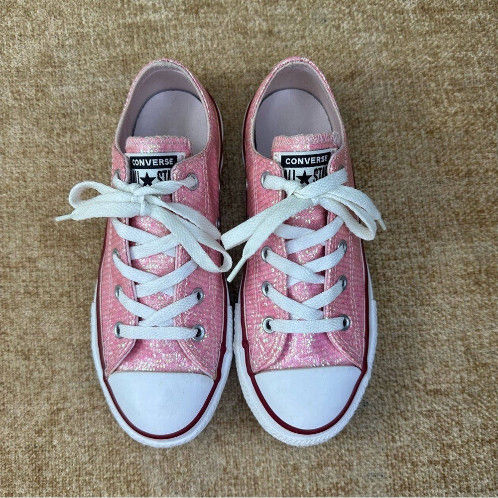 Converse Chuck Taylor All Star Pink Glitter Sneakers Girls Junior 2 - Picture 3 of 13